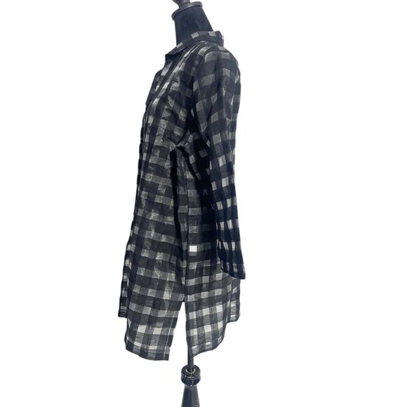 Connie Roberson Size XL  Top Blouse Button Down Shirt Jacket Plaid Collared - Picture 4 of 7